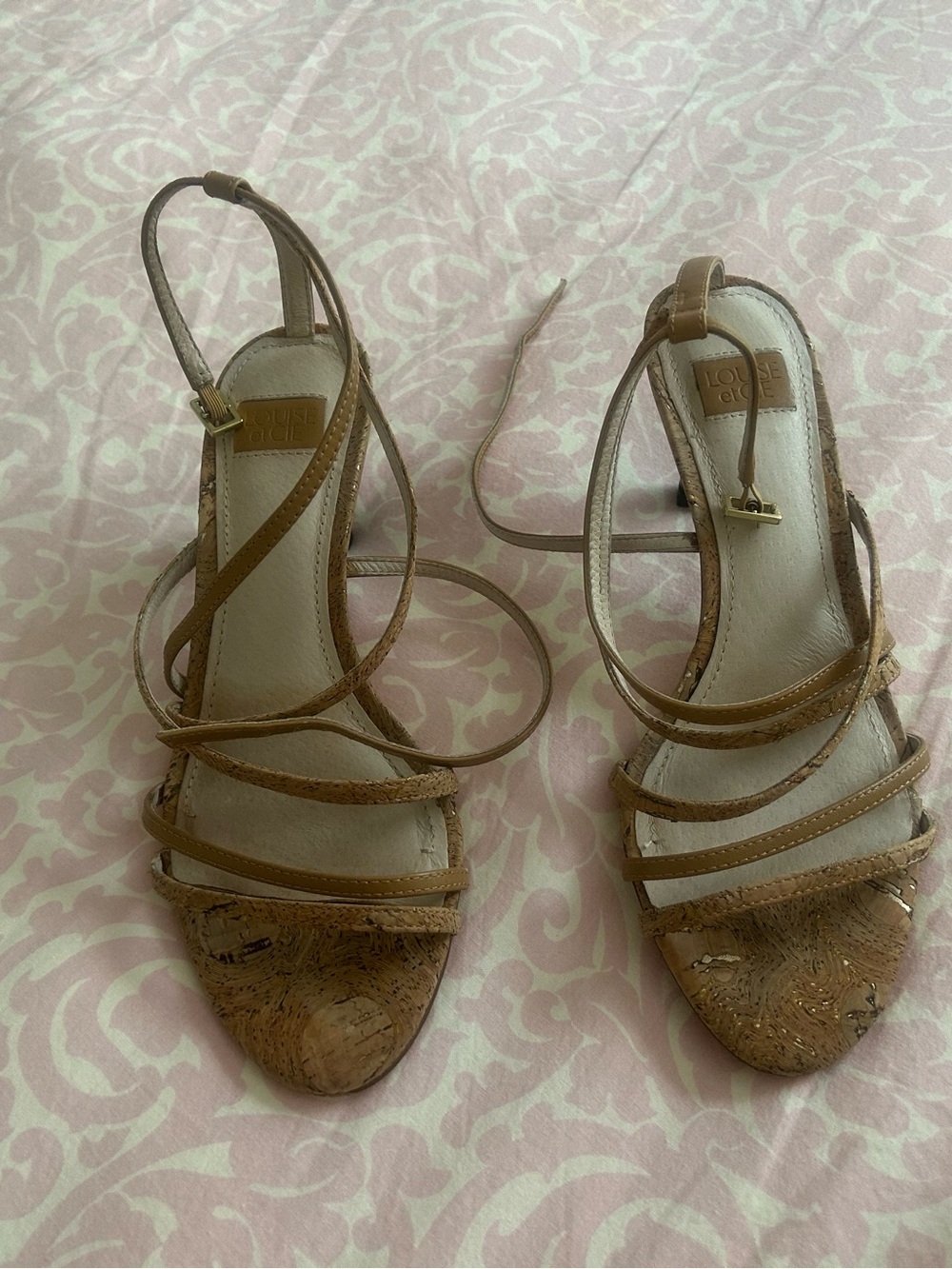 Louise et Cie Tan Cork Strappy Heeled Sandals
